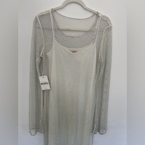 NWT Show Me Your Mumu Iconic Maxi Dress size Large with slip rhinestone white - Picture 6 of 12